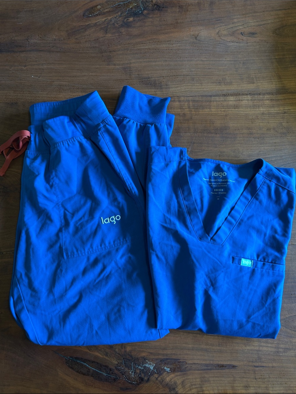 Lago Women’s Royal Blue Top and Bottom Size M scrubs